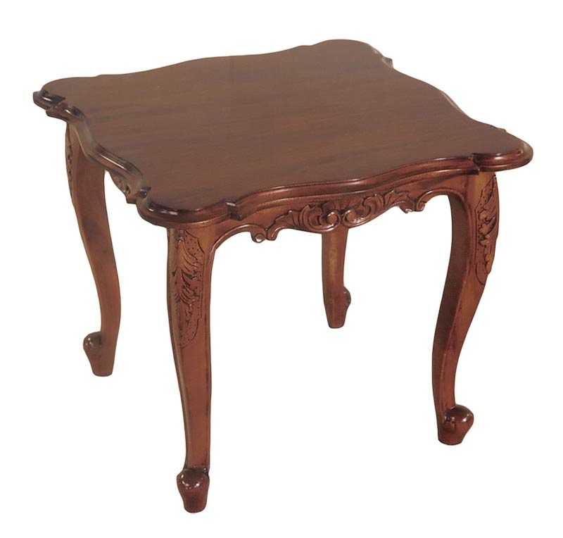 Square Carved Top Lamp Table